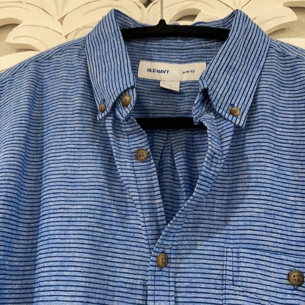 NWT OLD NAVY blue striped shirt- M - Picture 7 of 7